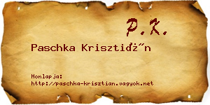 Paschka Krisztián névjegykártya